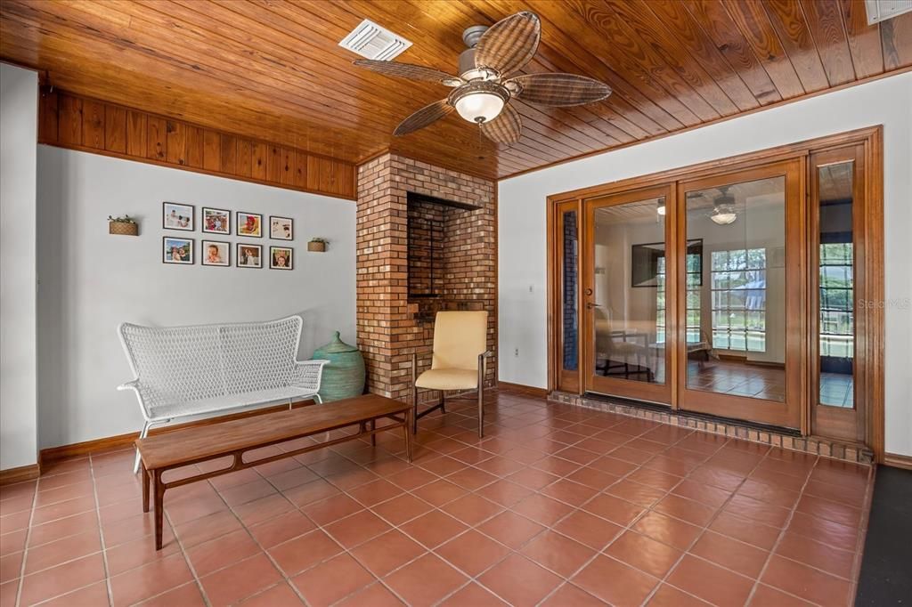 Fireplace, Interior, Stone Walls, Wooden Ceilings