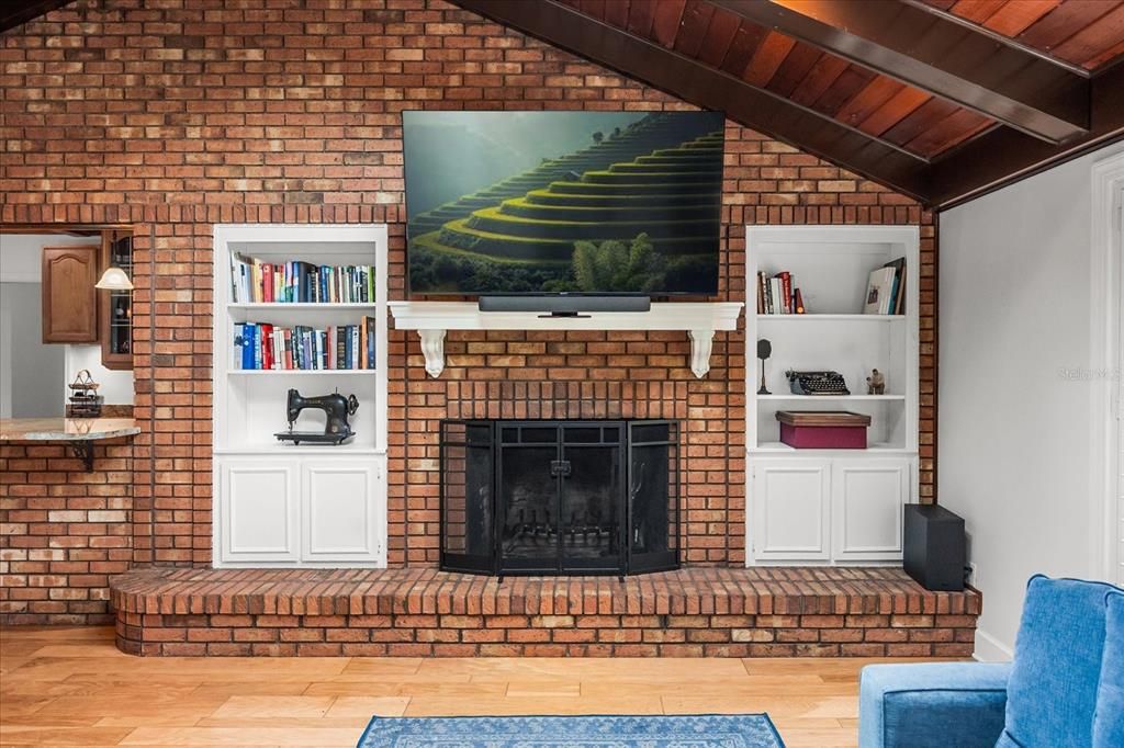 Fireplace, Interior, Stone Walls, Wooden Beams, Wooden Ceilings, Wood Texture Flooring