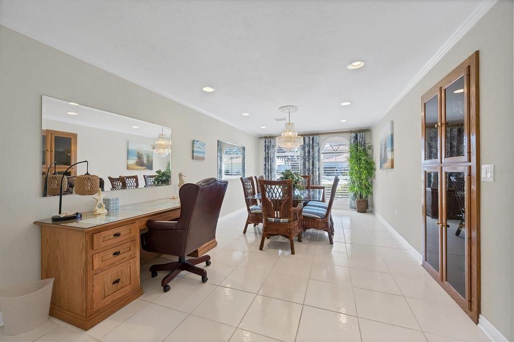 Chandelier, Home Office, Interior, Recessed Lighting