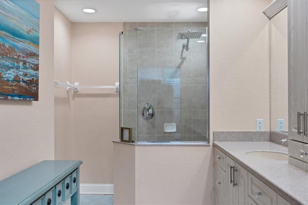 Bathroom, Glass Shower, Interior, Recessed Lighting