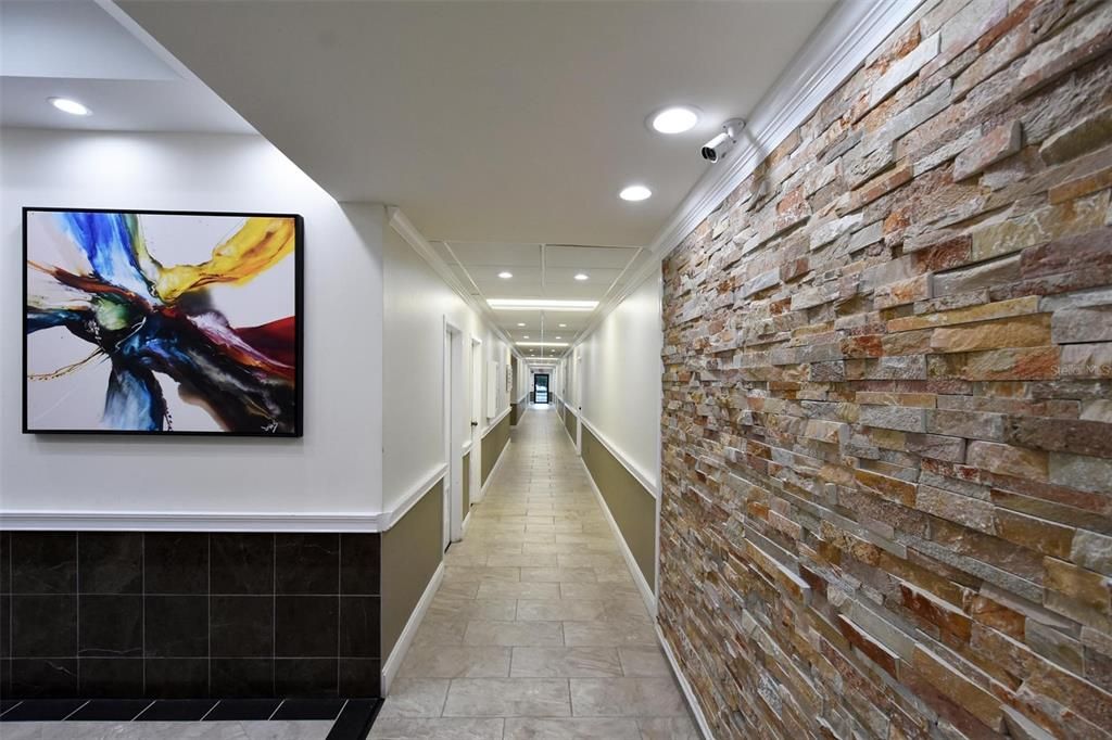 Interior, Recessed Lighting, Stone Walls