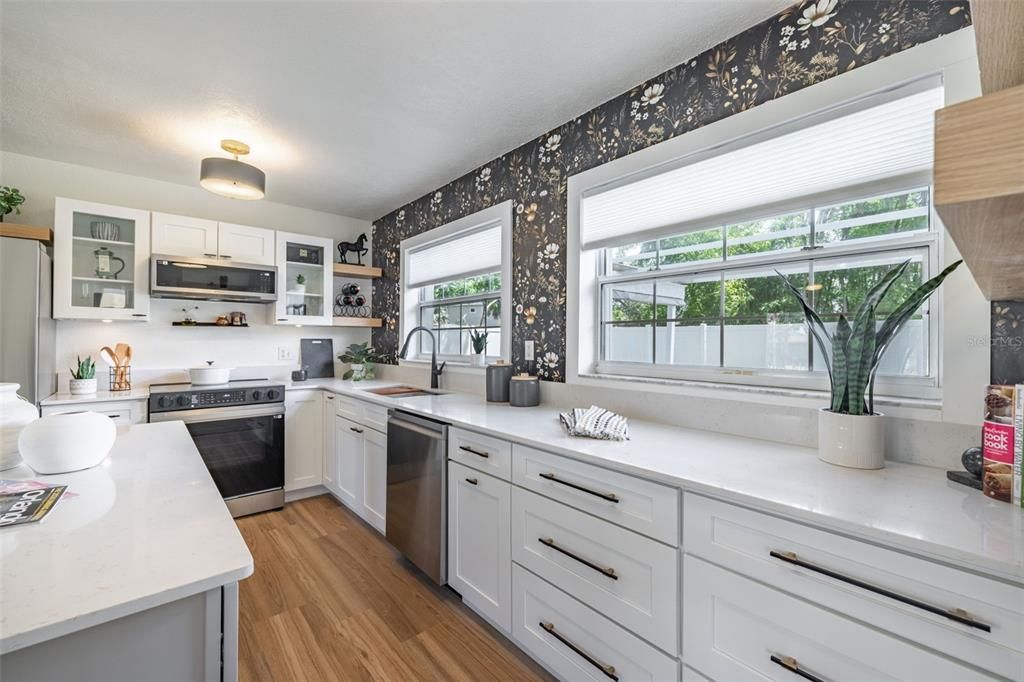 Interior, Kitchen, Stainless Steel Appliances, Wood Texture Flooring
