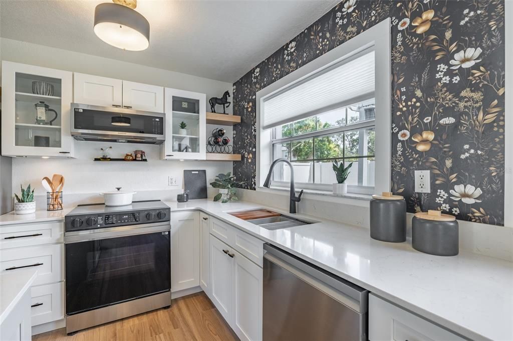 Interior, Kitchen, Stainless Steel Appliances, Wood Texture Flooring