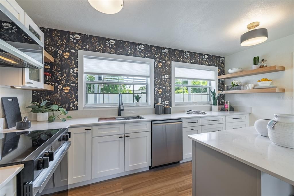 Interior, Kitchen, Stainless Steel Appliances, Wood Texture Flooring