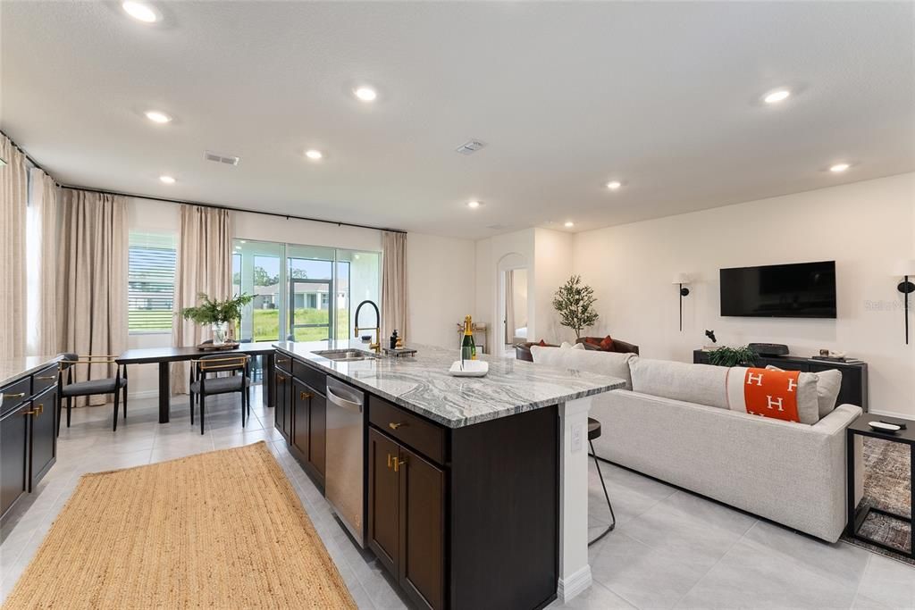 Dining room, Interior, Kitchen, Living room, Recessed Lighting