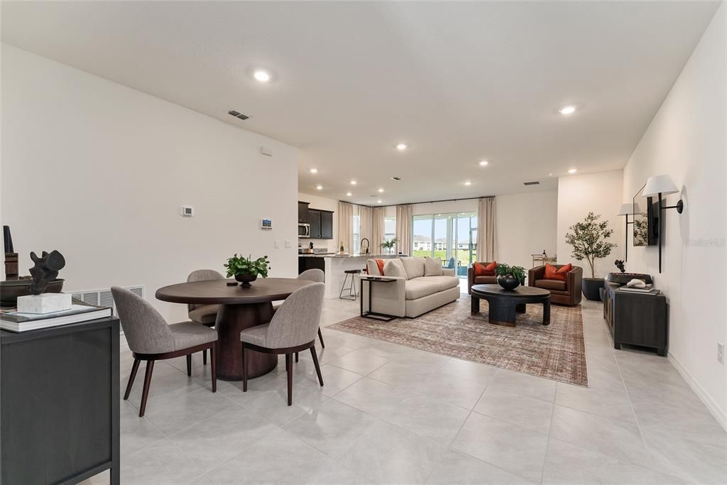 Dining room, Interior, Kitchen, Living room, Recessed Lighting