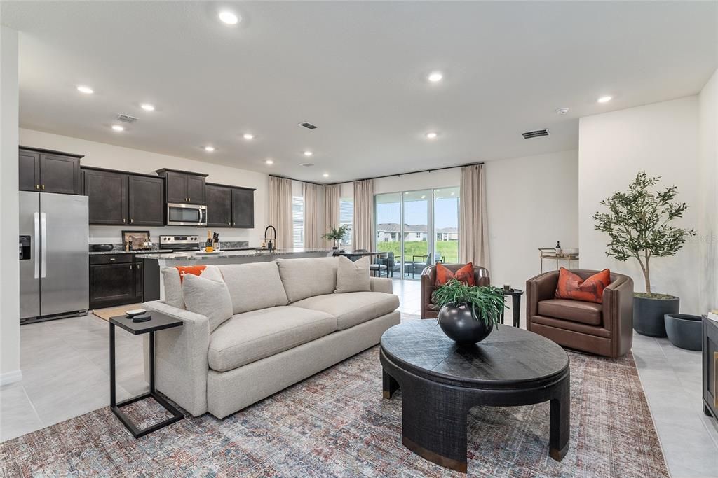Dining room, Interior, Kitchen, Living room, Recessed Lighting, Stainless Steel Appliances