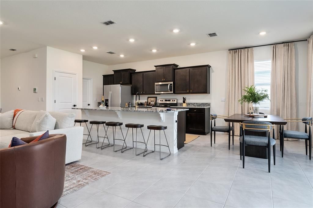 Dining room, Interior, Kitchen, Recessed Lighting, Stainless Steel Appliances