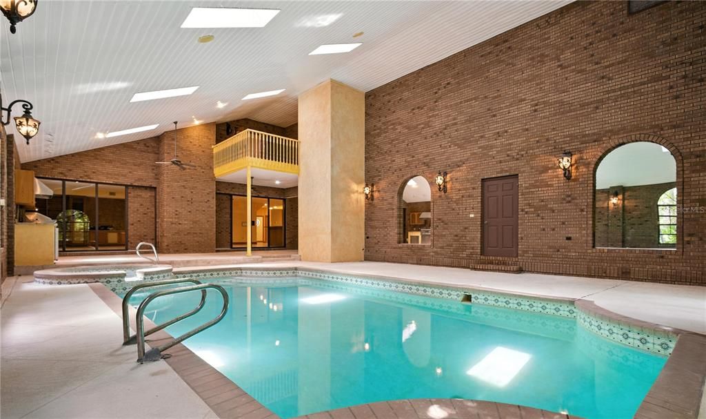 Interior, Pool, Recessed Lighting, Stone Walls
