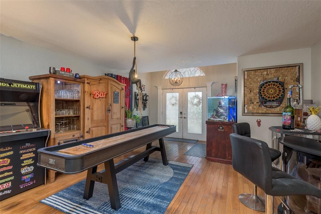 Game Room, Interior, Pendant Lights, Wood Texture Flooring