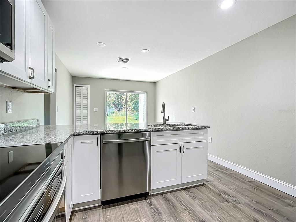 Interior, Kitchen, Recessed Lighting, Wood Texture Flooring