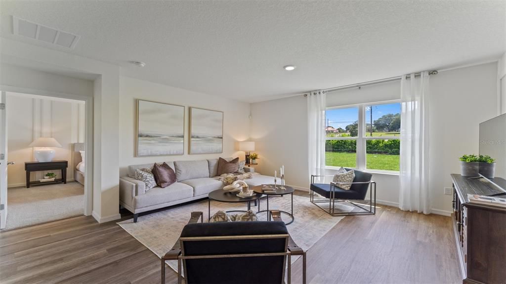 Interior, Living room, Recessed Lighting, Wood Texture Flooring
