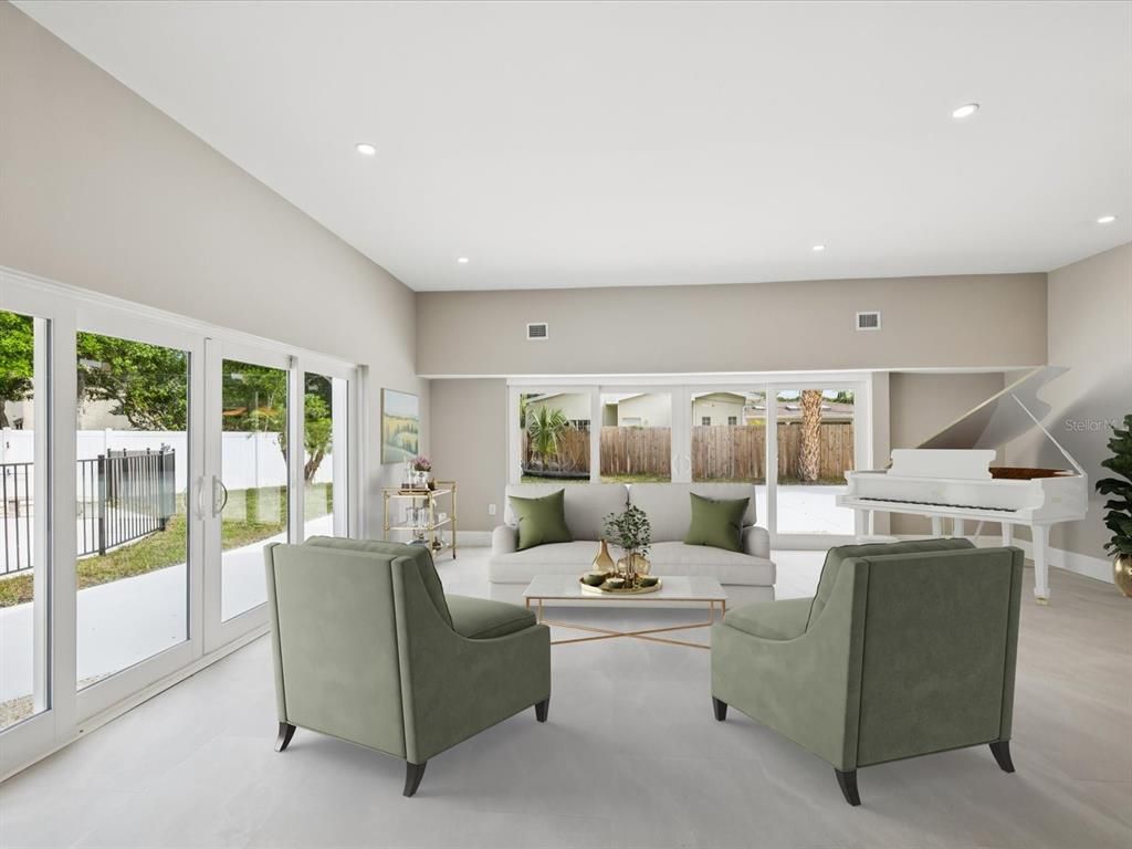 Interior, Living room, Piano, Recessed Lighting