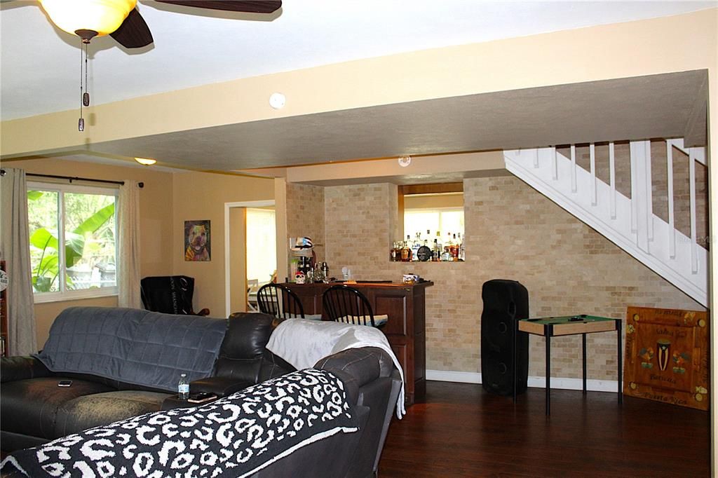 Interior, Stone Walls, Wood Texture Flooring