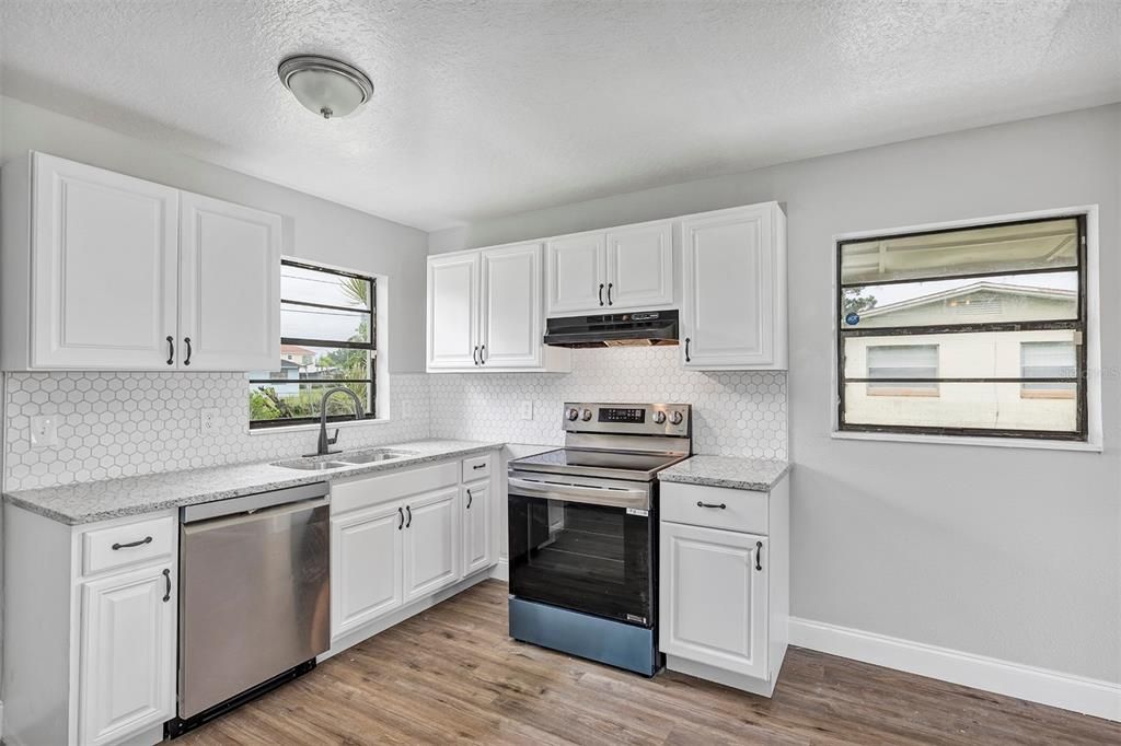 Interior, Kitchen, Stainless Steel Appliances, Wood Texture Flooring