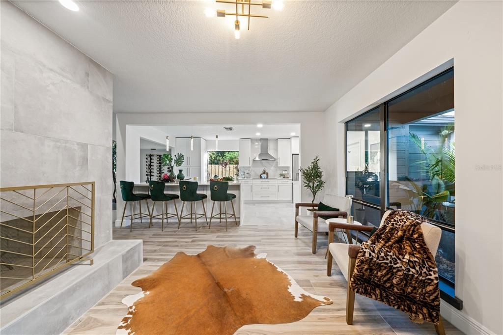 Interior, Kitchen, Pendant Lights, Recessed Lighting, Wood Texture Flooring