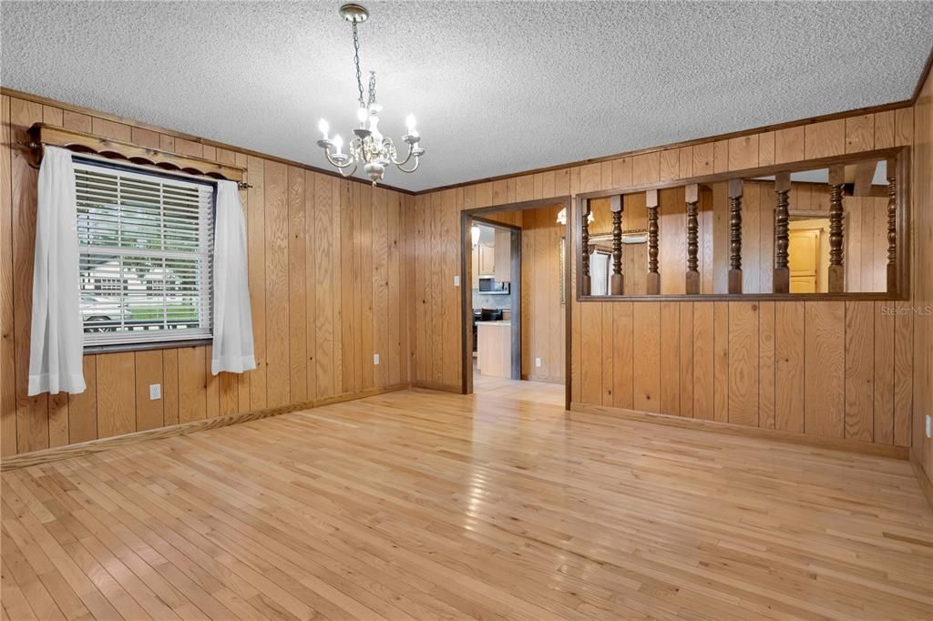 Chandelier, Empty room, Interior, Wood Texture Flooring, Wooden Walls