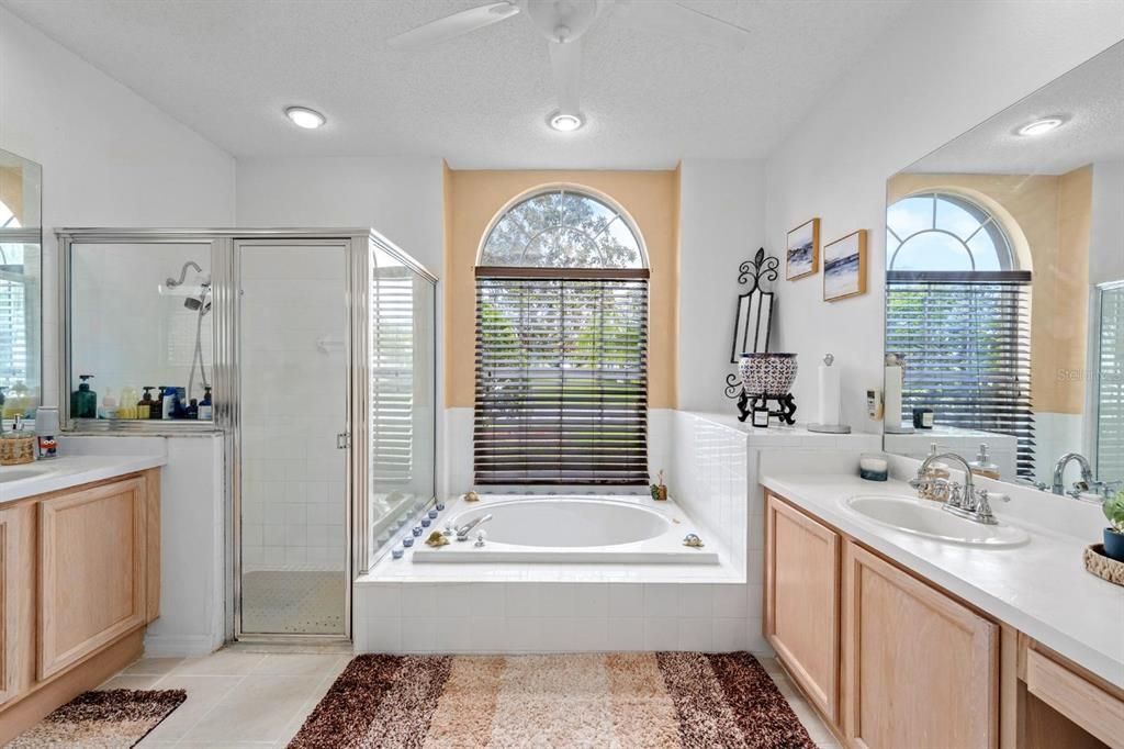 Bathroom, Dual Sink Vanities, Glass Shower, Interior, Recessed Lighting