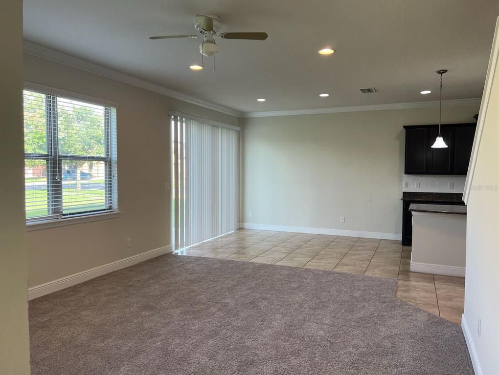 Empty room, Interior, Kitchen, Pendant Lights, Recessed Lighting