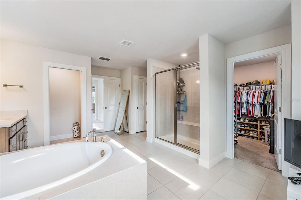 Bathroom, Glass Shower, Interior, Recessed Lighting, Walk-in Closets