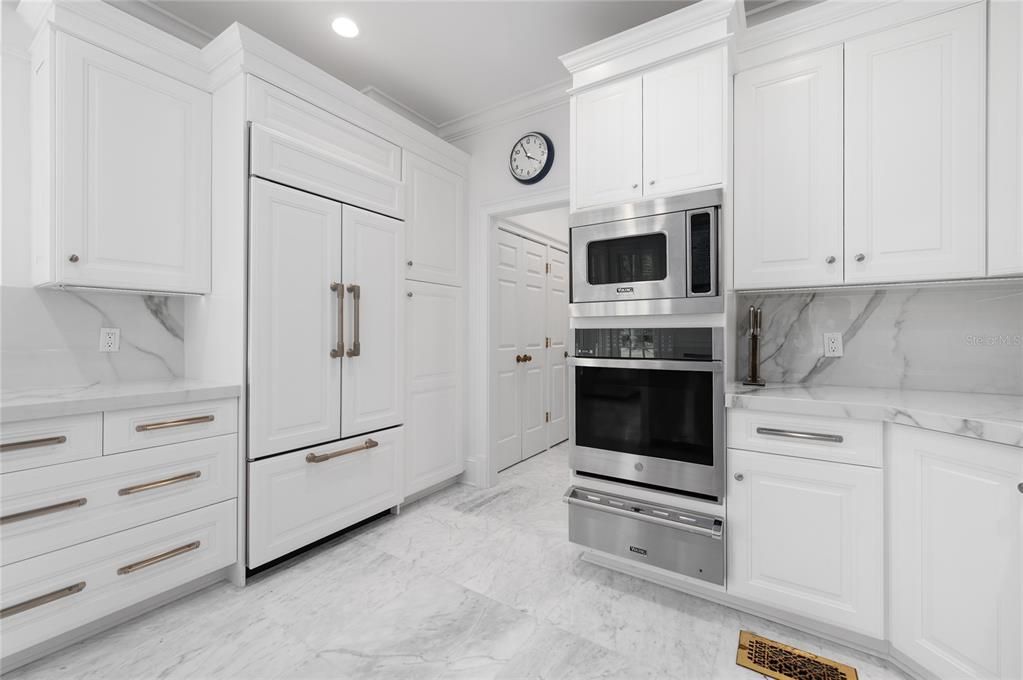 Interior, Kitchen, Marble, Recessed Lighting, Stainless Steel Appliances
