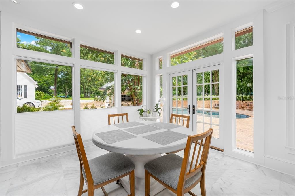 Dining room, Interior, Marble, Recessed Lighting