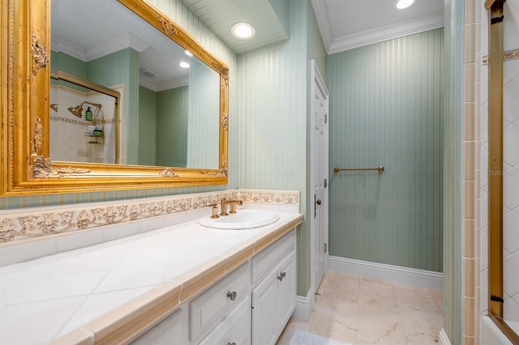 Bathroom, Interior, Recessed Lighting, Tile Countertops