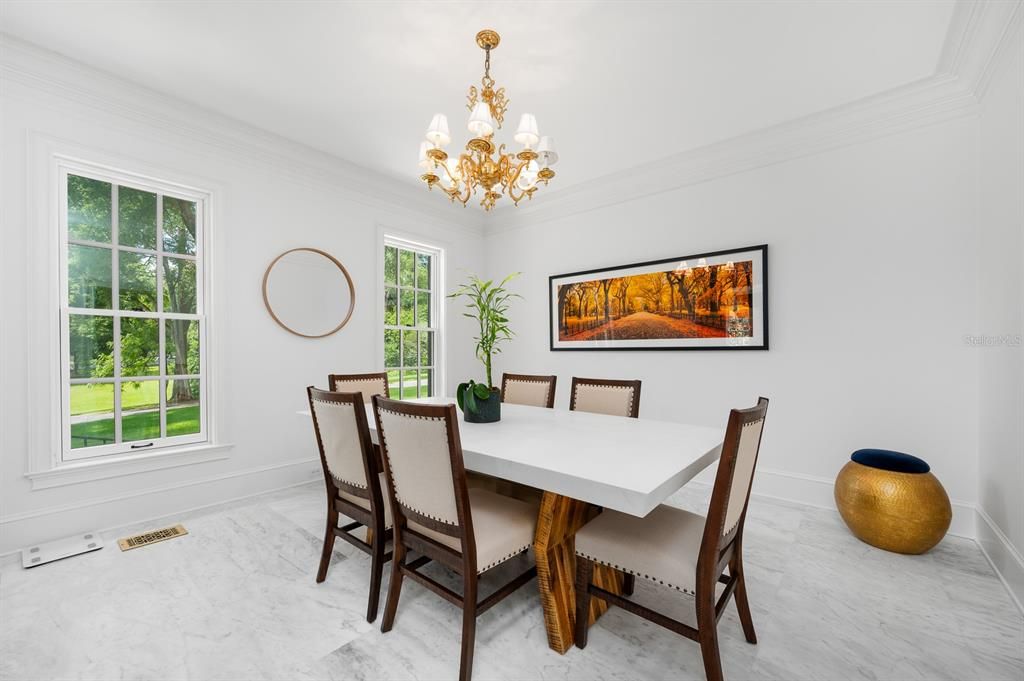 Chandelier, Dining room, Interior, Marble