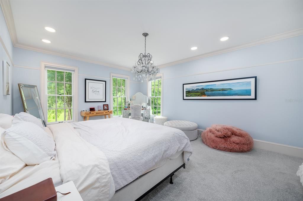 Bedroom, Chandelier, Interior, Recessed Lighting