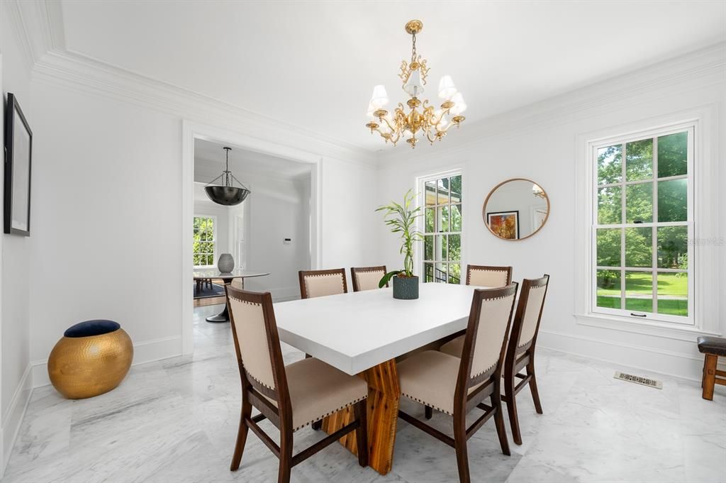 Chandelier, Dining room, Interior, Marble