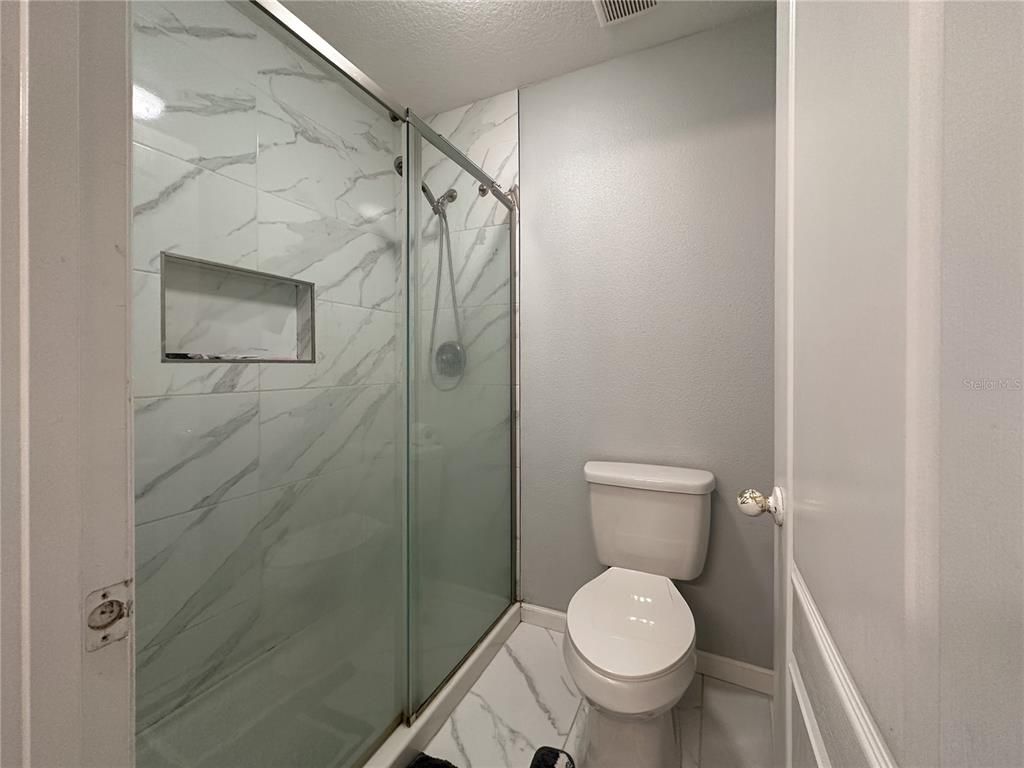 Bathroom, Glass Shower, Interior, Marble Walls