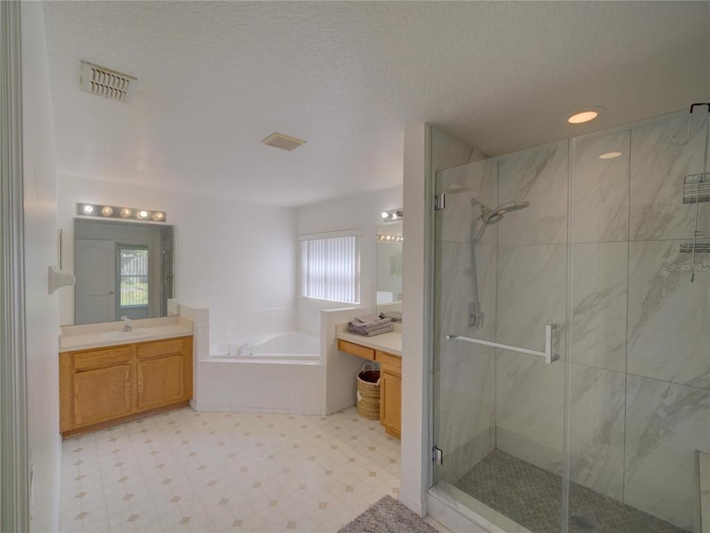 Bathroom, Glass Shower, Interior, Marble Walls, Recessed Lighting