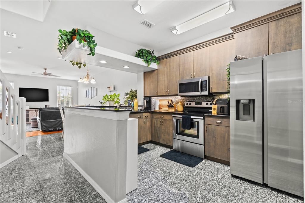 Interior, Kitchen, Pendant Lights, Recessed Lighting, Stainless Steel Appliances