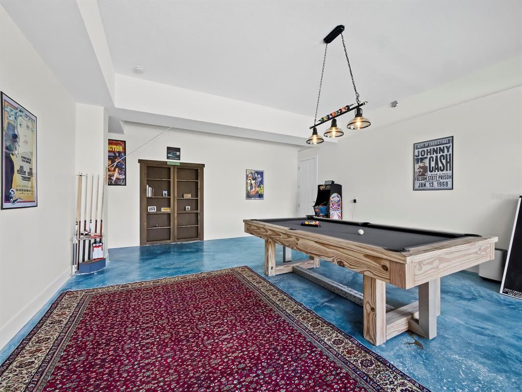 Billiard Table, Chandelier, Game Room, Interior, Pendant Lights