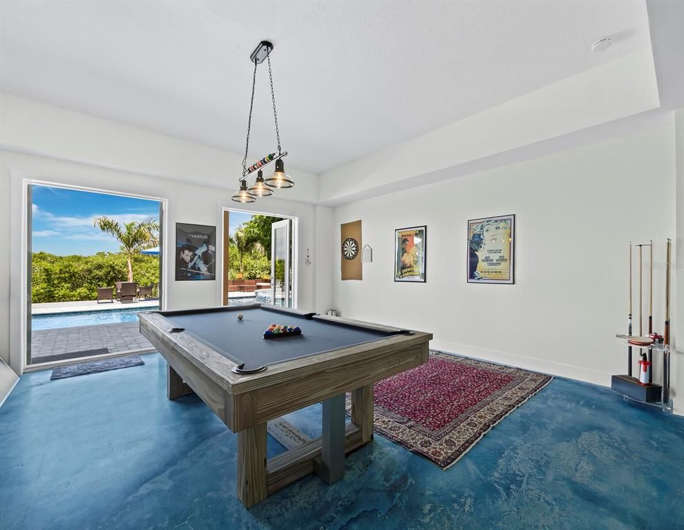 Billiard Table, Game Room, Interior, Pendant Lights