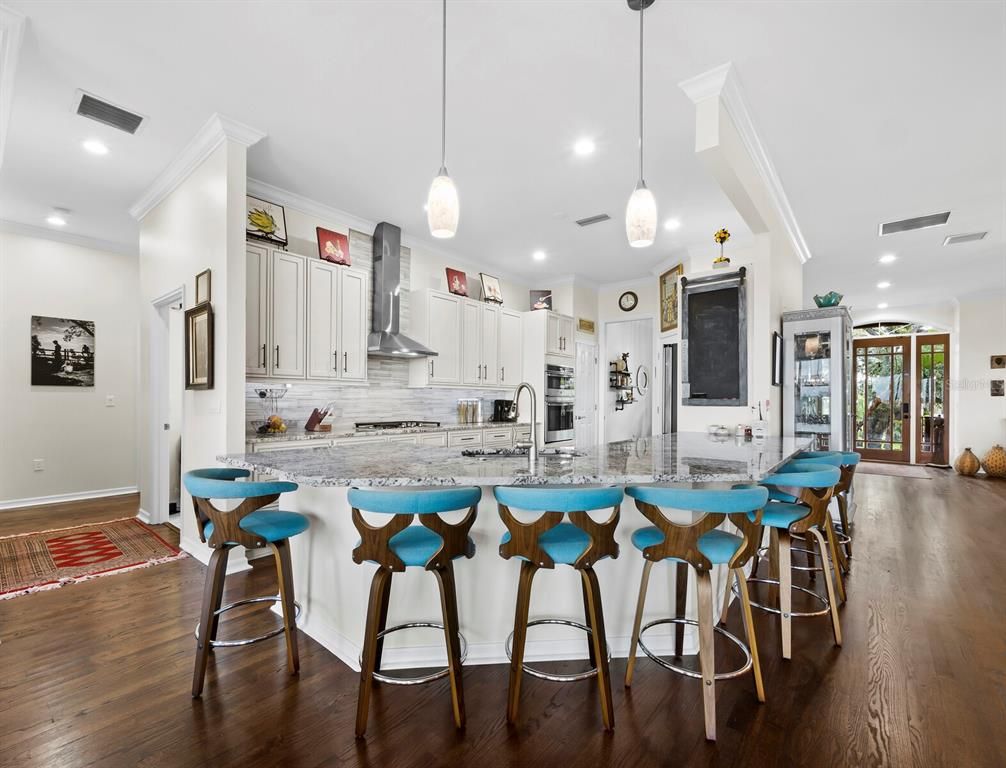 Interior, Kitchen, Pendant Lights, Recessed Lighting, Wood Texture Flooring