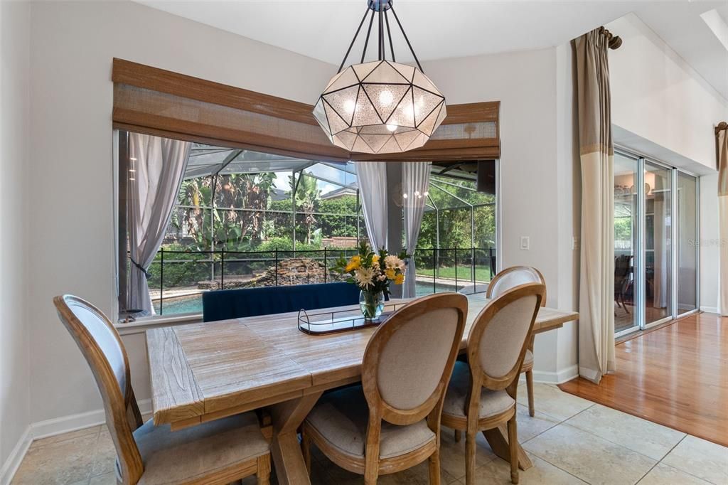 Dining room, Interior, Sun Room, Wood Texture Flooring
