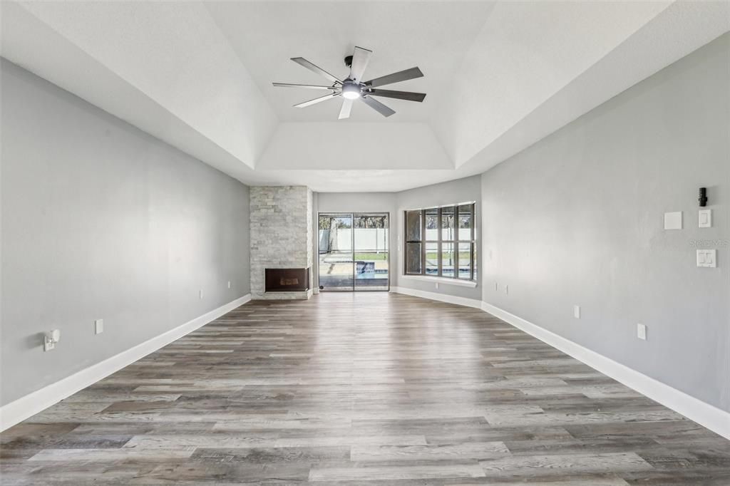 Empty room, Fireplace, Interior, Wood Texture Flooring