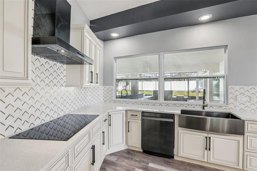 Interior, Kitchen, Recessed Lighting, Wood Texture Flooring