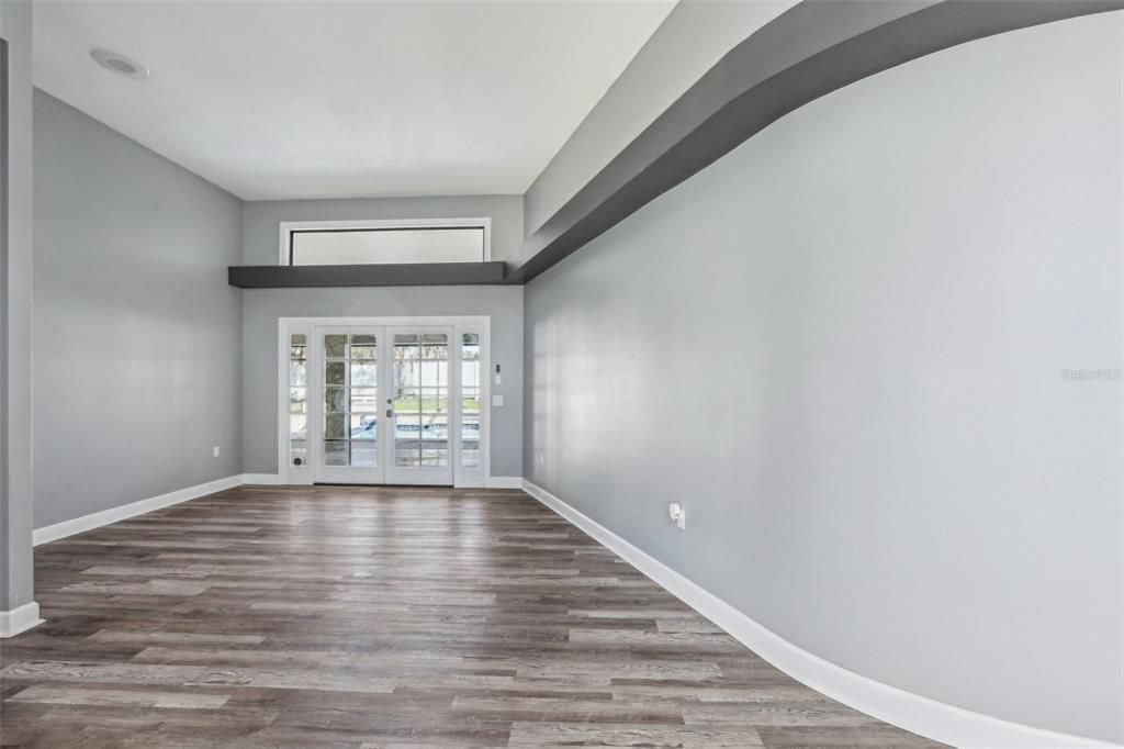 Empty room, Interior, Recessed Lighting, Wood Texture Flooring