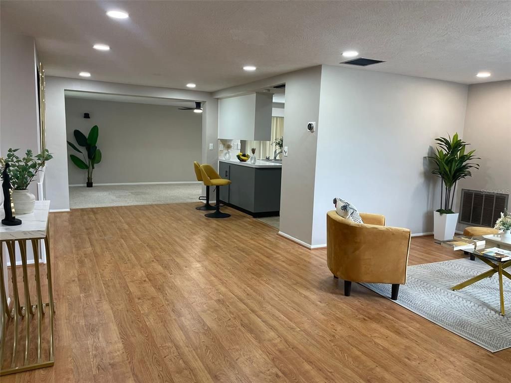 Home Office, Interior, Recessed Lighting, Wood Texture Flooring