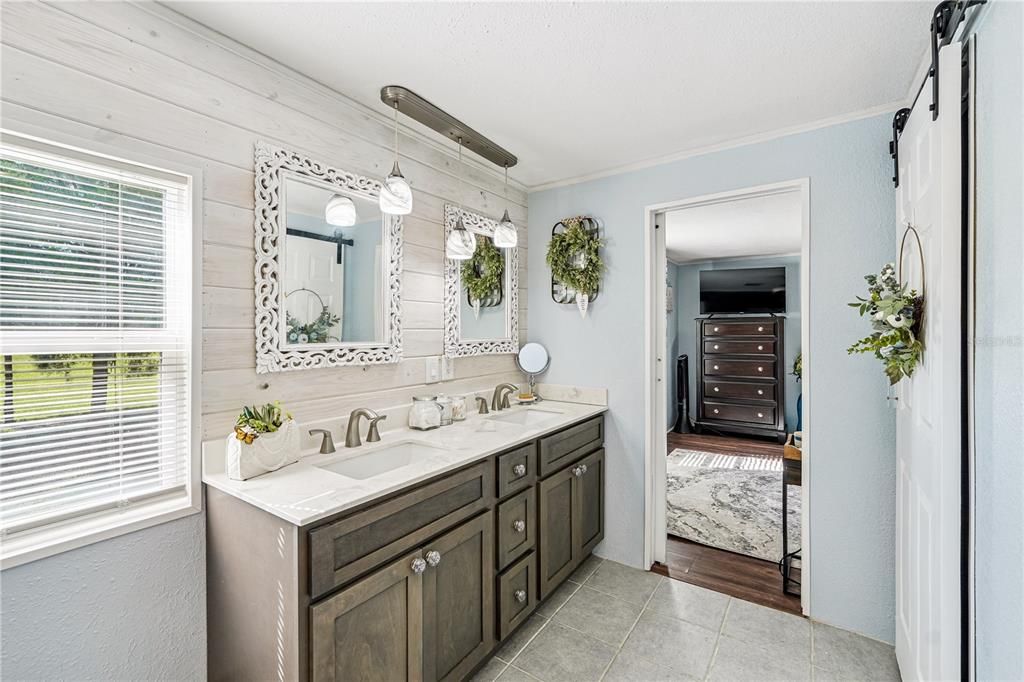 Bathroom, Dual Sink Vanities, Interior, Wood Texture Flooring