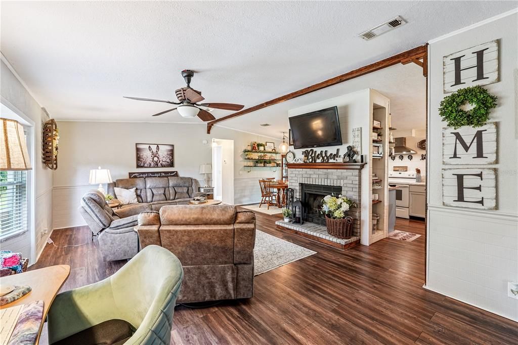 Fireplace, Interior, Living room, Wood Texture Flooring