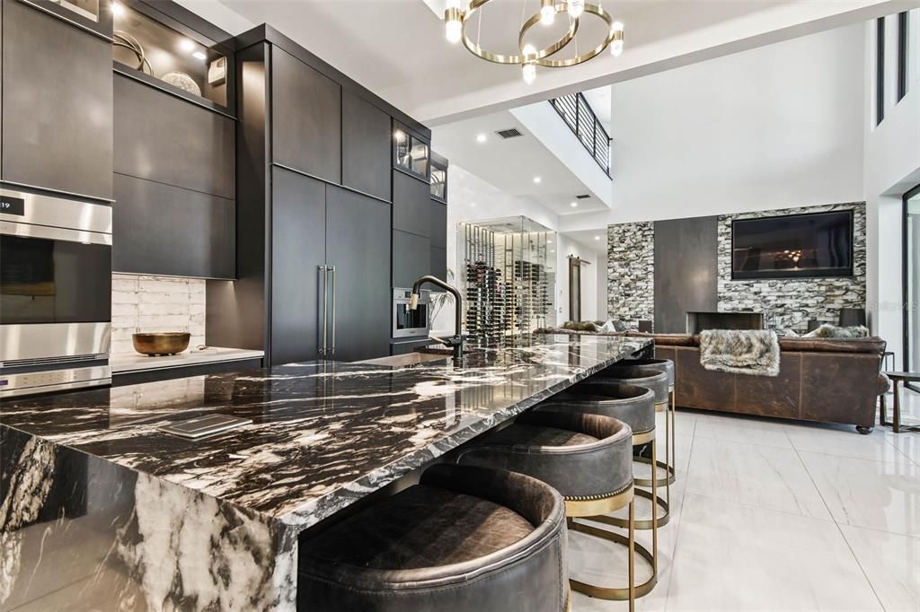 Interior, Kitchen, Marble, Recessed Lighting, Stainless Steel Appliances