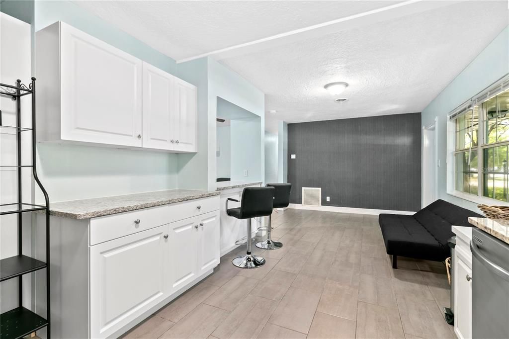 Interior, Kitchen, Recessed Lighting, Wood Texture Flooring