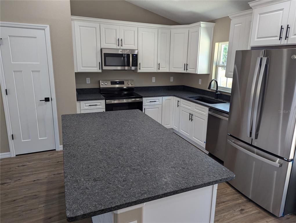 Interior, Kitchen, Stainless Steel Appliances, Wood Texture Flooring