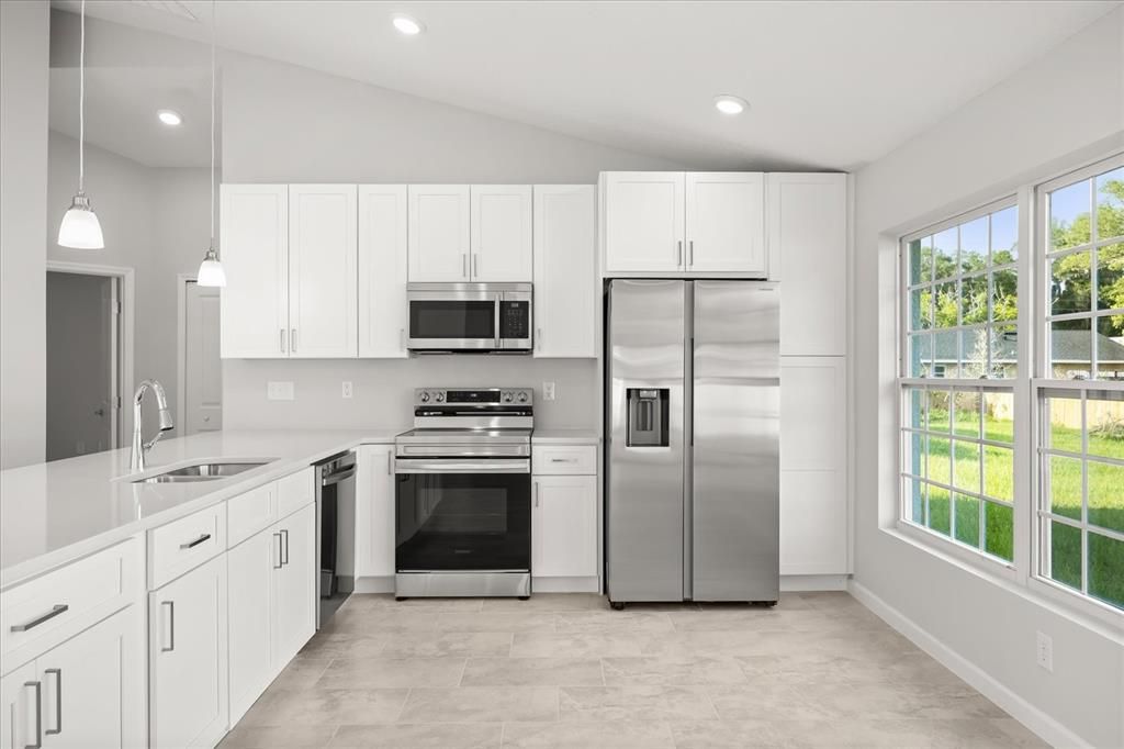 Interior, Kitchen, Pendant Lights, Recessed Lighting, Stainless Steel Appliances