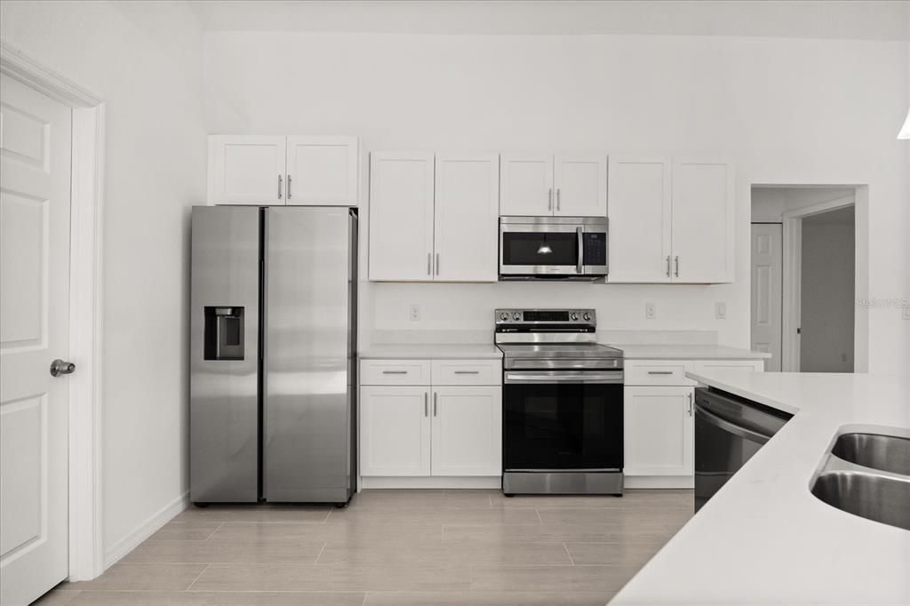 Interior, Kitchen, Stainless Steel Appliances, Wood Texture Flooring