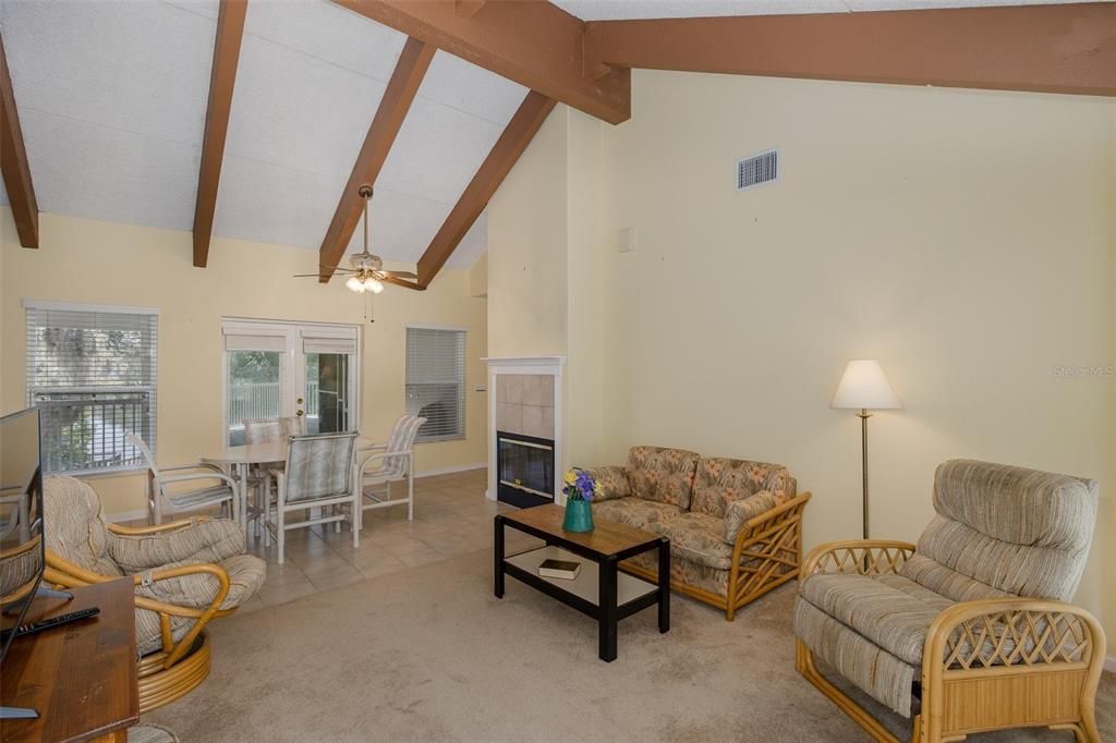 Dining room, Fireplace, Interior, Living room, Wooden Beams
