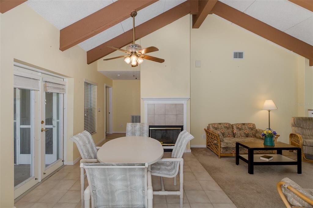 Dining room, Fireplace, Interior, Living room, Wooden Beams